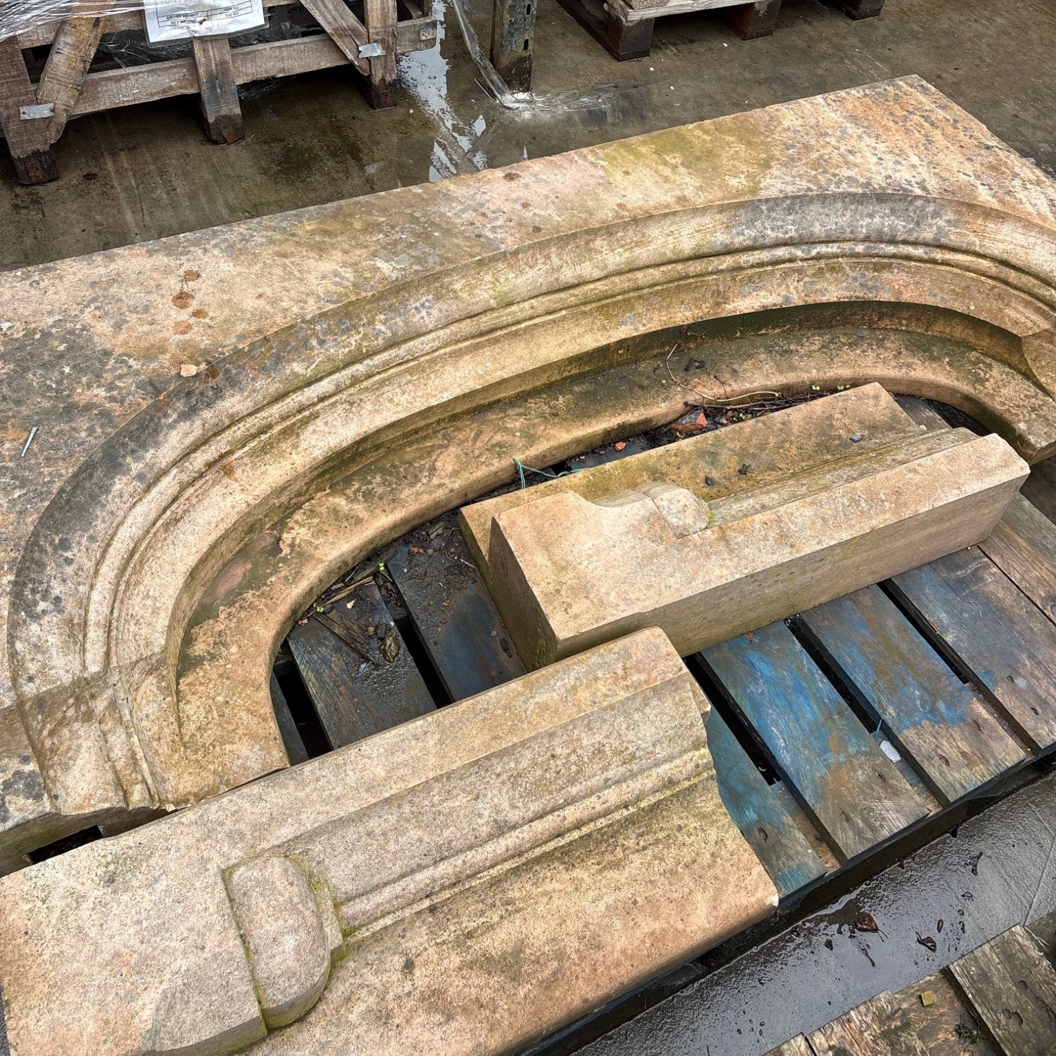 Reclaimed Carved Stone Arched Architectural Surround