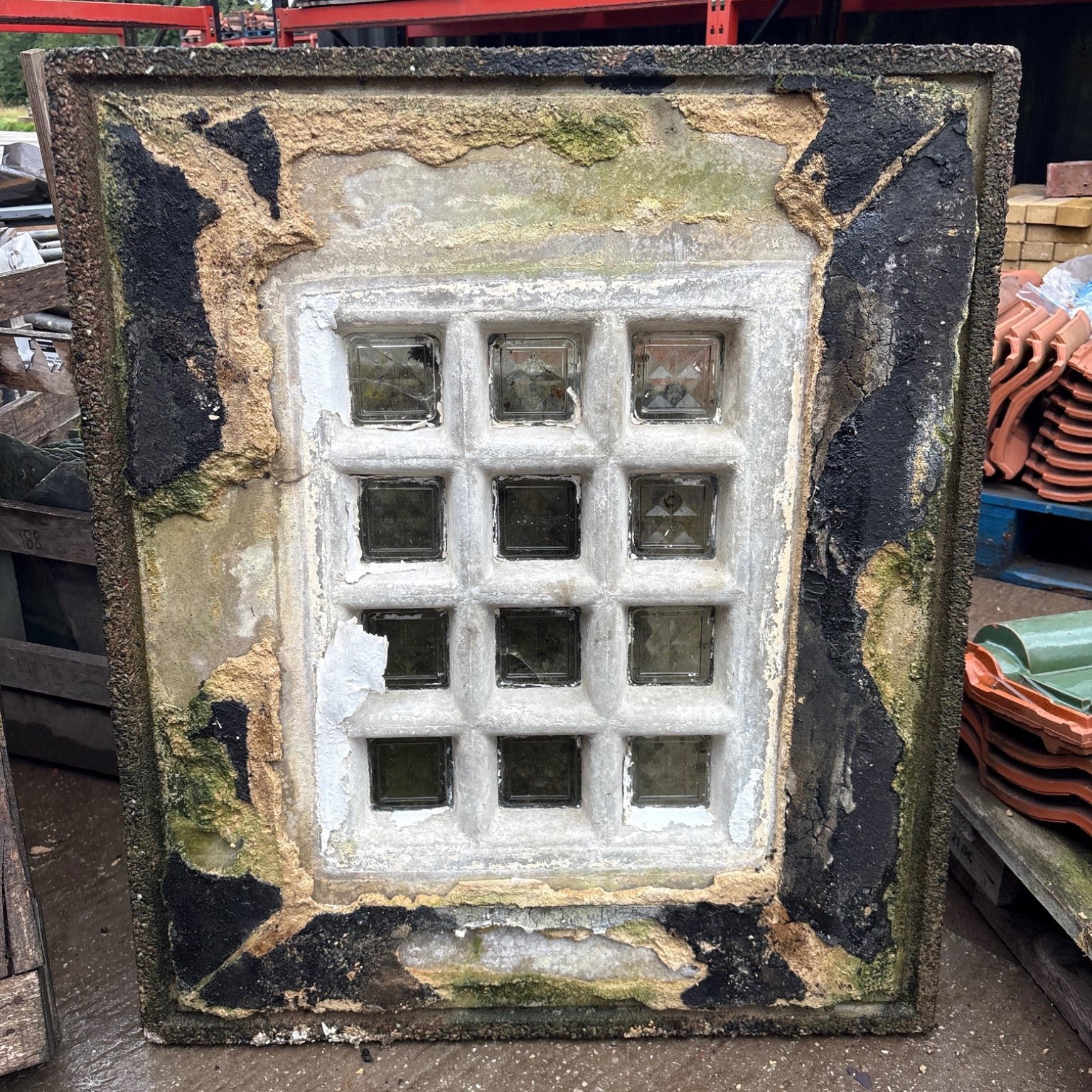 Reclaimed 12-Light Glass Block Architectural Panel