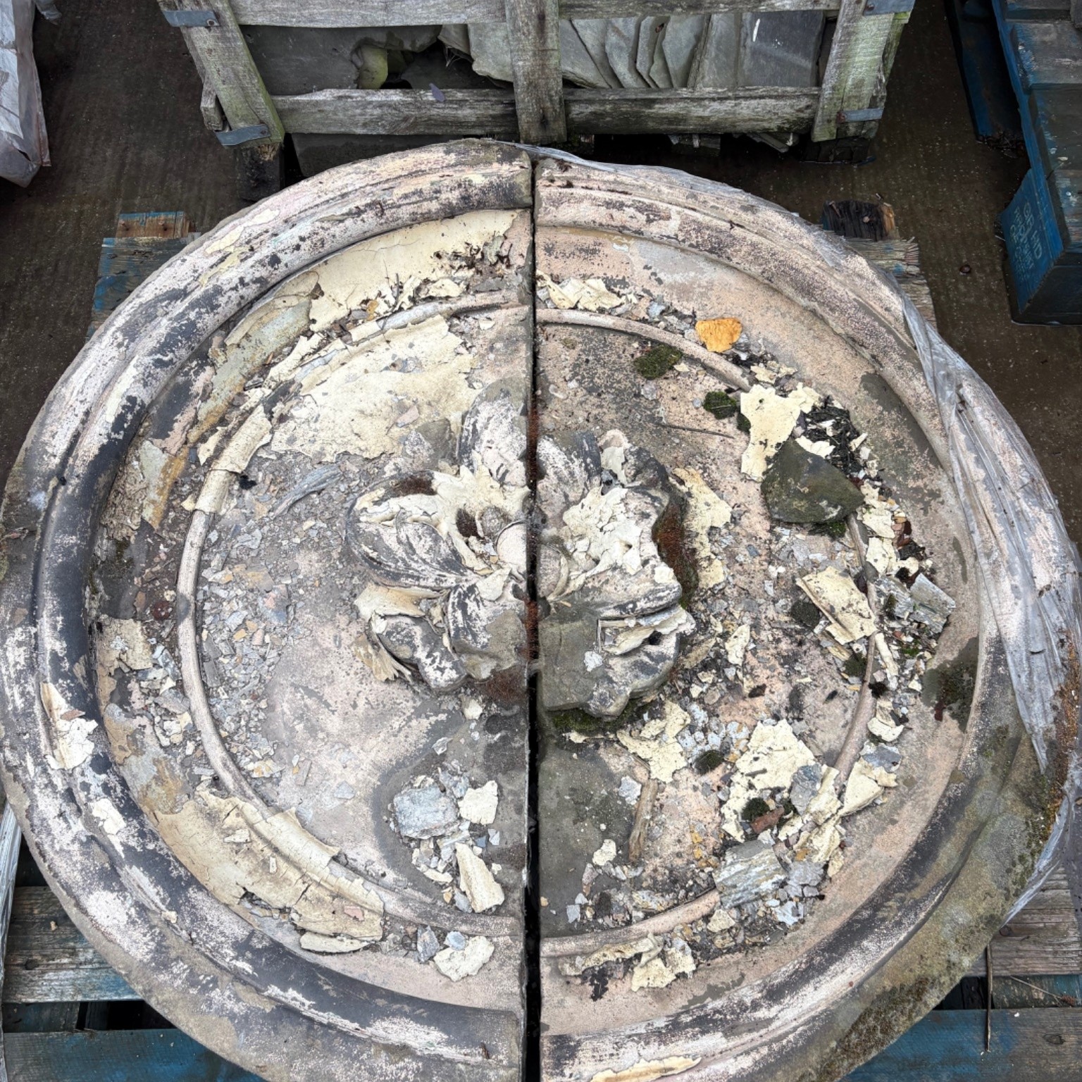 Reclaimed Circular Architectural Medallion with Floral Detail